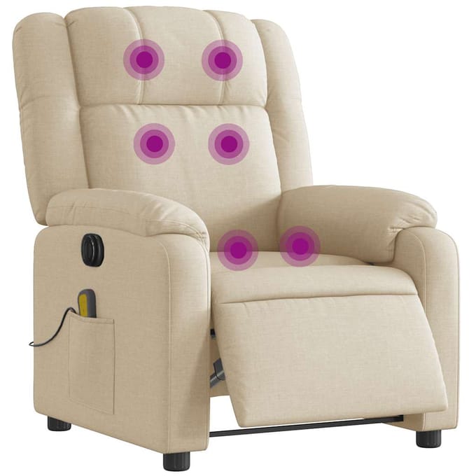 vidaXL - Massagestoel - elektrisch - verstelbaar - stof - crèmekleurig