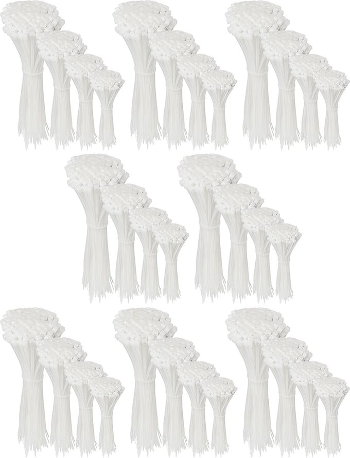 Polyamide kabelbinders, Tie Rips, witte kabelbinders set 4,8 mm / 3200 stuks