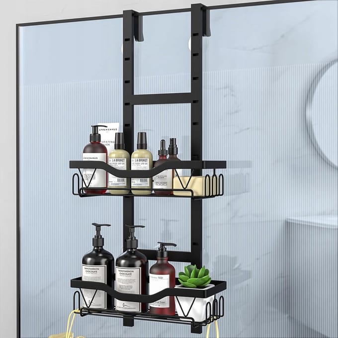 Zwarte Douche Organizer - 2-laags Ophangrek Badkamer