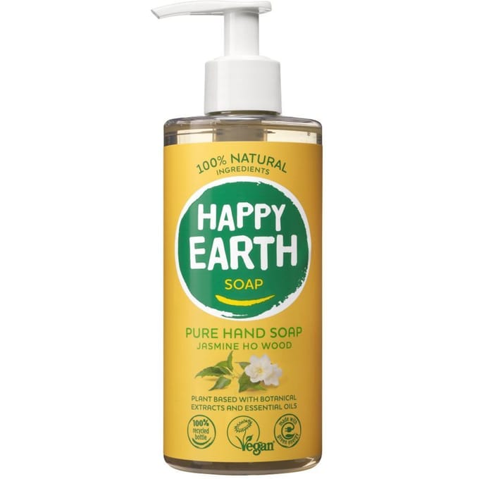 Happy Earth Handzeep Jasmine Ho Wood - 100% Natuurlijk - Antibacterieel - Microplasticvrij - 300 ml