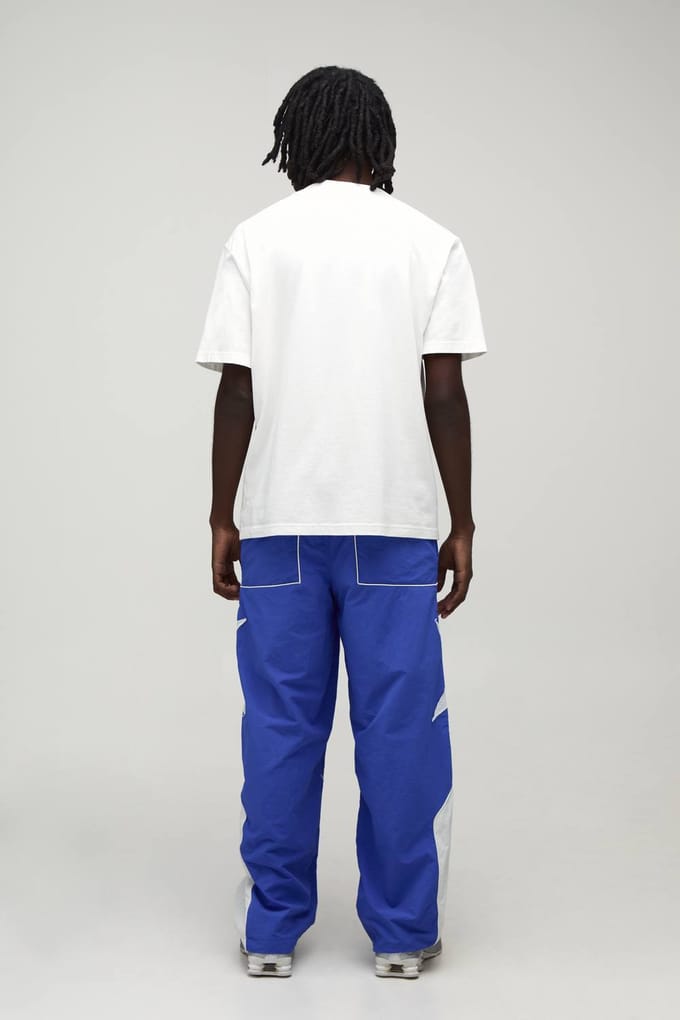 Baggy Trackbroek Met Sterpanelen | Blue | Size Large
