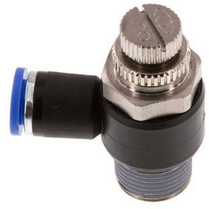 L-stuk Regelventiel 8 mm - R3/8'' Regeling-Uit Messing/Nylon
