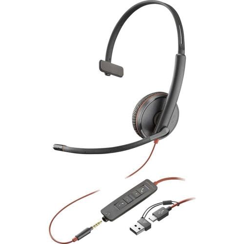HP Poly Blackwire C3215 Over Ear headset Kabel Mono Zwart Ruisonderdrukking (microfoon) Headset, Volumeregeling, Microfoon uitschakelbaar (mute)