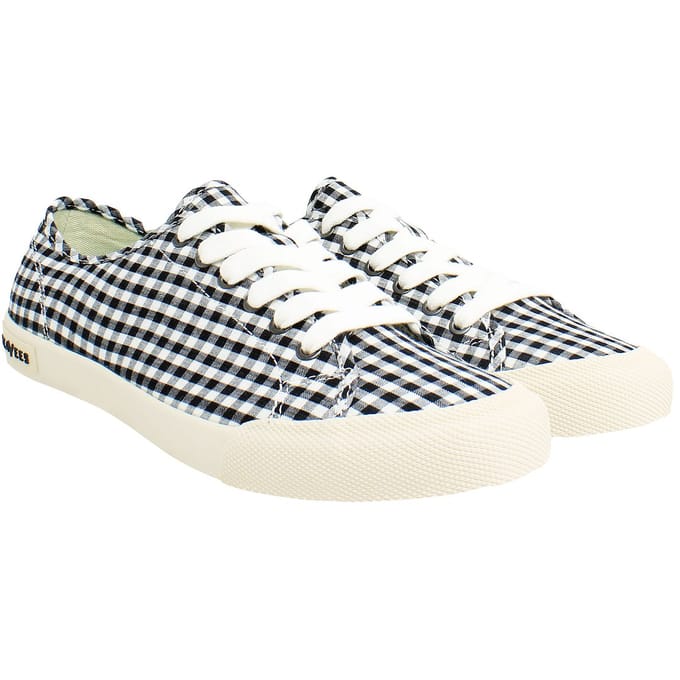 Seavees Monterey Americana Dames Zwart/Wit Plimsolls
