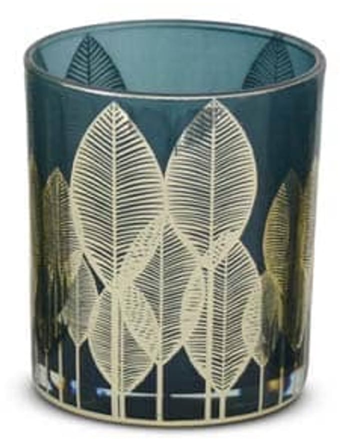 Safaary - Kaarslichthouder Blauw-Goud Glas-Ø 8.8 x 10cm