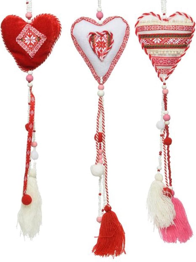 Decoris Kersthanger hart folklore 55cm (1 stuk) assorti