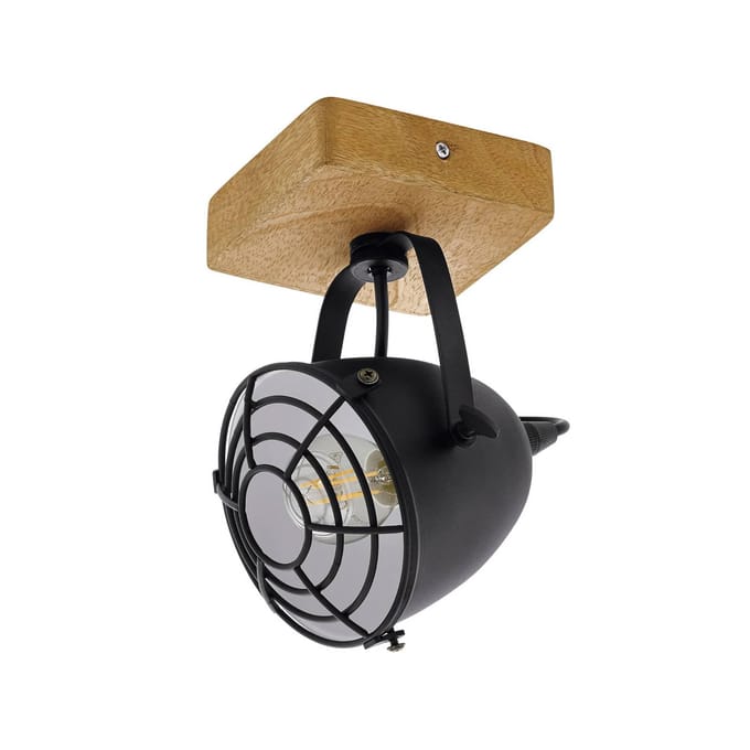 EGLO Gatebeck - wand/plafondlamp - 1-lichts - E14 - hout/zwart