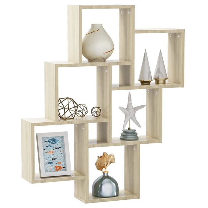 vidaXL - Wandschap - kubus - 78x15x93 - cm - bewerkt - hout - sonoma - eiken