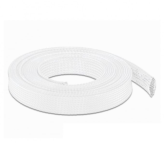 Gevlochten mouw rekbare 10 m x 19 mm wit