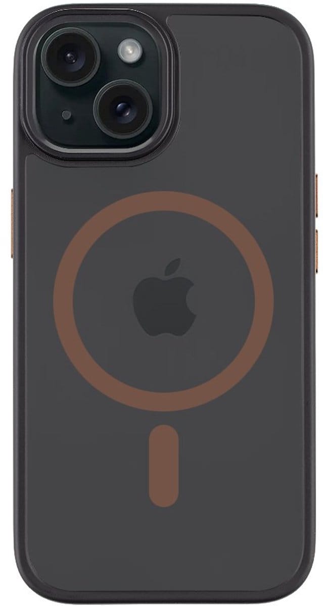 Tactical iPhone 15 MagForce Hyperstealth 2.0 Cover – Hoesje met Losse Klikbare Knoppen – Black/Mocha Mousse