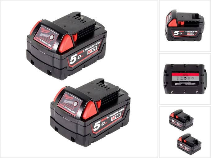 Milwaukee accu-starterset 18 V met 2x M18 B5 accu 18 V 5,0 Ah