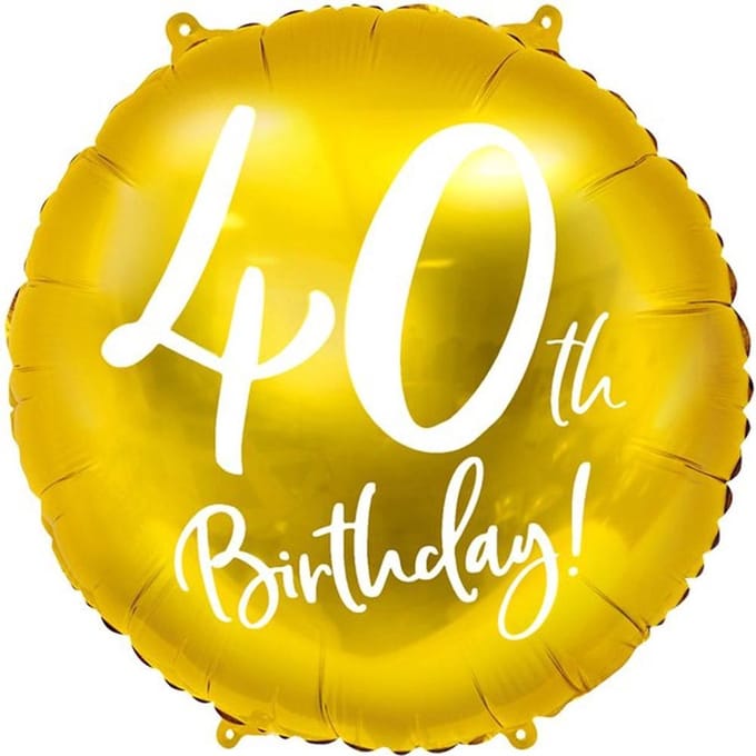 Partydeco - Folieballon 40 Birthday Goud 45 cm
