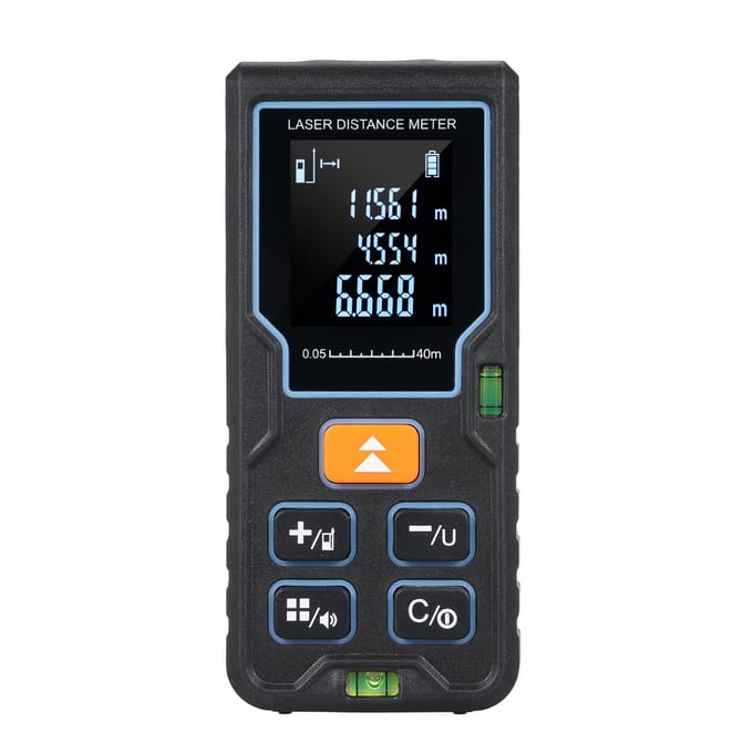 Lasermeting 40m131ft Laserafstandsmeter Draagbaar lasermeetinstrument met 2 waterpassen 40M zwart