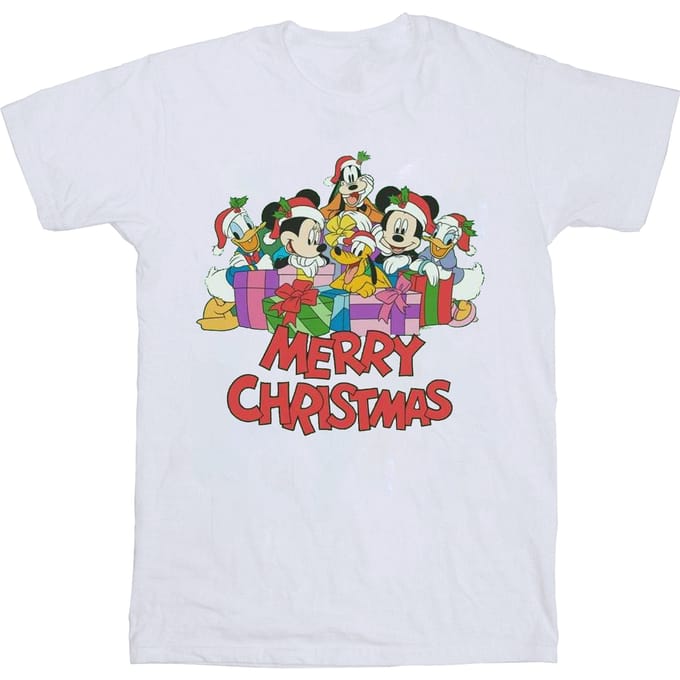 Disney Heren Mickey Mouse en vrienden Kerstmis T-Shirt (Wit)