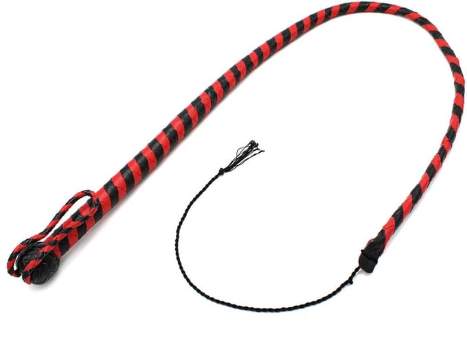 Kiotos - Lederen Single Tail Zweep - 120 cm - Zwart/Rood