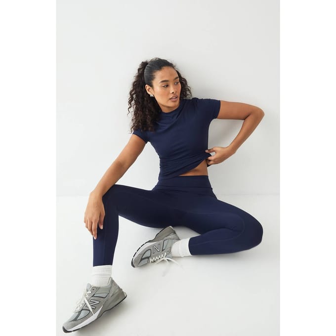 Dames DSGN Studio Ultra Sculpt Hoge Taille Diepe Tailleband Legging | Navy | Maat: Small