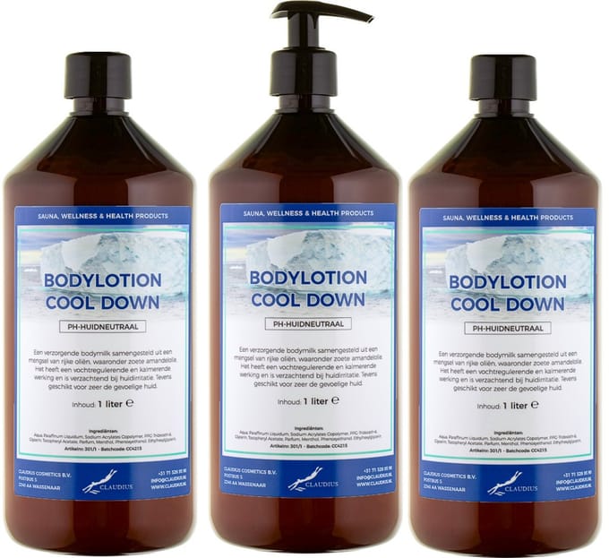 Bodylotion Cool Down 1 Liter - met gratis pomp - set van 3 stuks