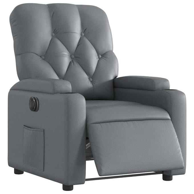 vidaXL - Fauteuil - verstelbaar - elektrisch - kunstleer - grijs