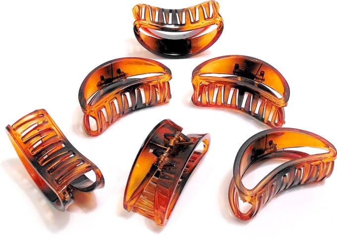 6 haarklemmen open 7 cm bruin - Herfst - Herfstkleuren