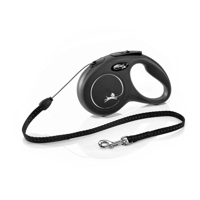 Flexi New Classic Koord - Hondenriem - Zwart - S - 5 meter - <12 kg
