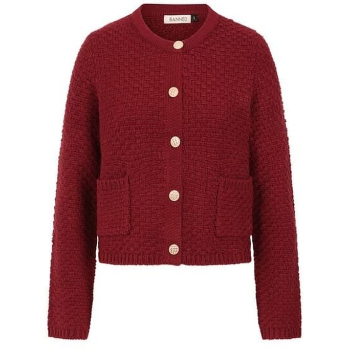 Banned Retro Victoria Wool Mix Vest Cardigan rood L