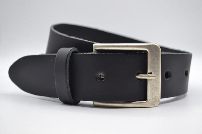 4cm brede zwarte echt lederen jeans riem maat 85