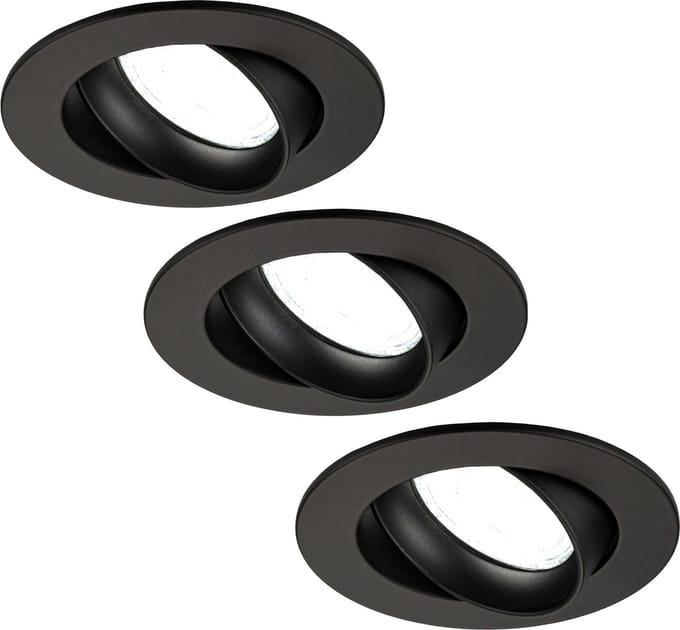Ledvion - 3X LED Inbouwspot Rio - Zwart - Dimbaar - 3W - 6500K - Ø85 mm