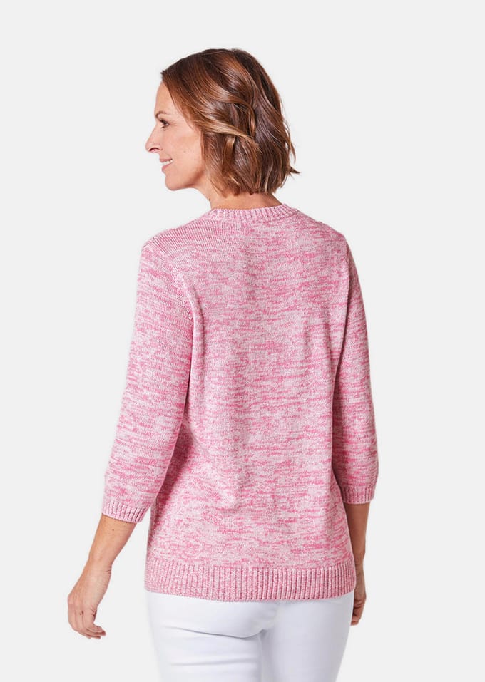 Pullover met mooi ajourmotief - rosé / gedess. - Gr. 40 van Goldner Fashion