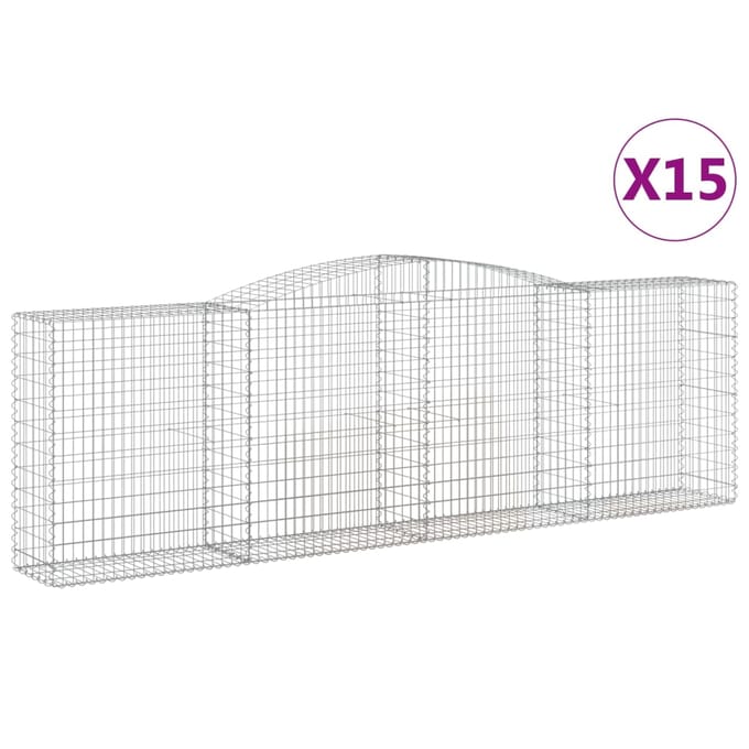 vidaXL - Schanskorven - 15 - st - gewelfd - 400x50x120/140 - cm - ijzer