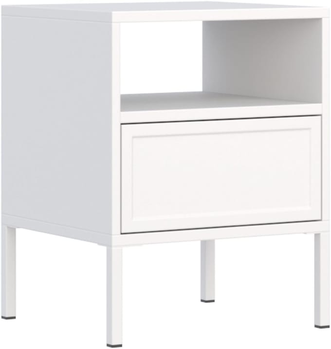 Selsey Velveto – nachtkastje met lade en open vak, wit, 45 cm