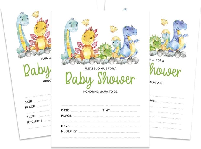 30 Vulbare Jungle Dinosaurus Uitnodigingen Babyshower Feest
