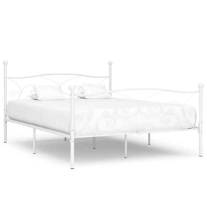 vidaXL - Bedframe - met - lattenbodem - metaal - wit - 180x200 - cm