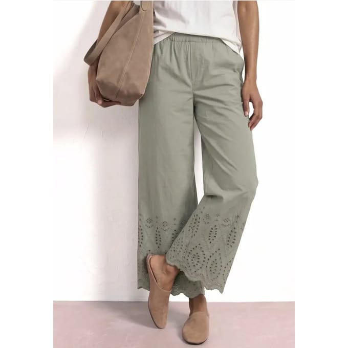 Wide Legs broek met Shiffley borduursel