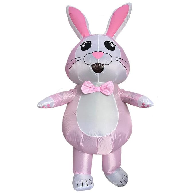 Pasen Stropdas Konijn Opblaaskostuum, Volwassenen One size, 150-190cm roze