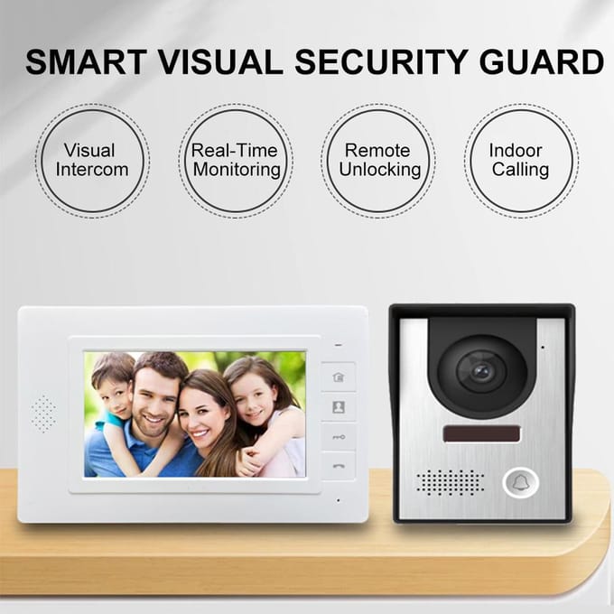 Bekabeld video-intercomsysteem met een 7-inch display Video Deurbel Camera Nachtzicht Mobiel wit