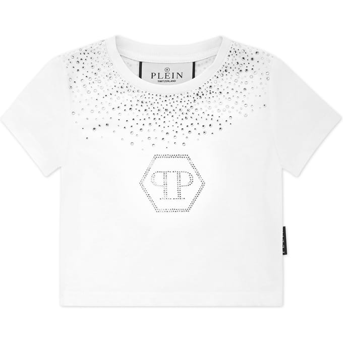 Cropped T-Shirt Strass Round Neck Ss Hexagon