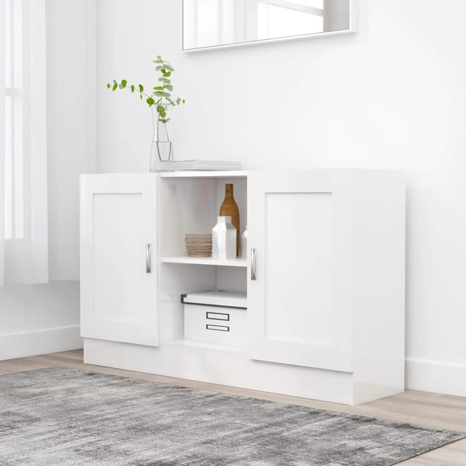 vidaXL - Dressoir - 120x30,5x70 - cm - bewerkt - hout - wit