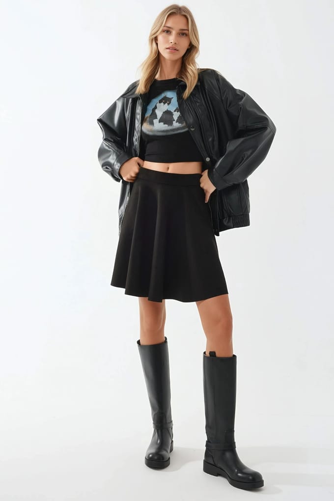 Hoge Taille Faux Suède Minirok met Ritsluiting