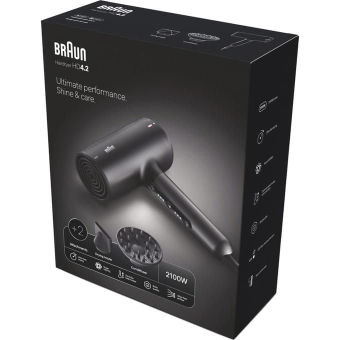 Braun HD4.2 Super Iontec Föhn BRHD425E - Haardroger - Föhn inclusief diffuser - Eenvoudig snoeropslag