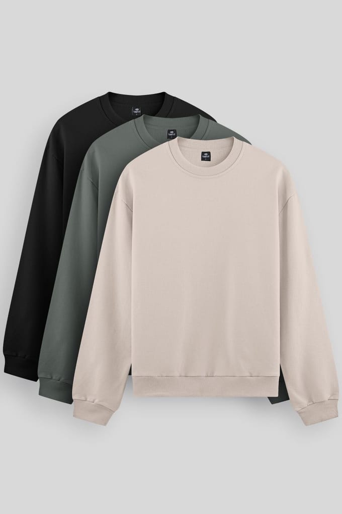 Heren Effen Rundhals Sweatshirt