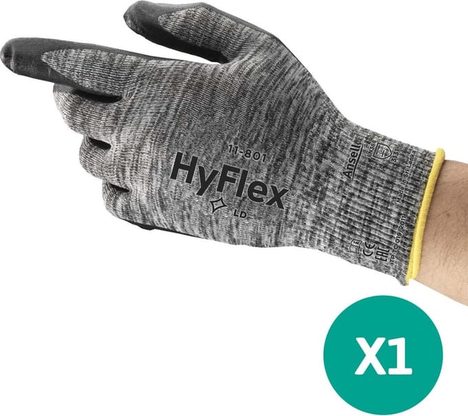 HyFlex® 11-801 - Werkhandschoen, DIY, Garage, Montage, M, Grijs, 1 paar