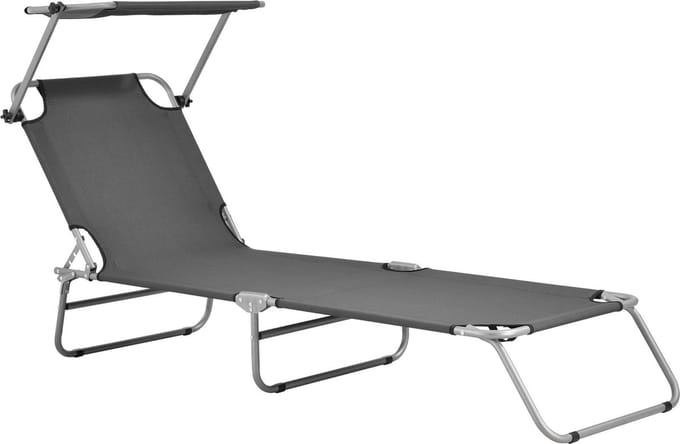 Ligbed met luifel Argozelo 186x55x24 cm donkergrijs casa.pro