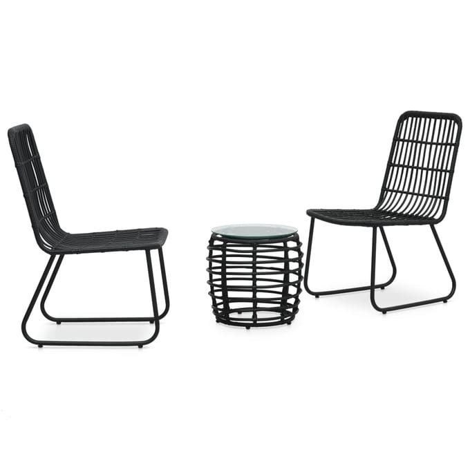 vidaXL - 3-delige - Bistroset - poly - rattan - zwart