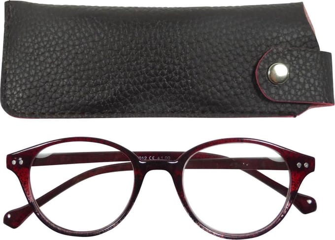 Lilly&June Leesbril Transparant Donker Rood +2 - Met Bijpassend Etui