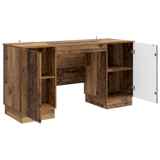 vidaXL - Bureau - Oud - hout - 142,5 - x - 50 - x - 75 - cm - Bewerkt - hout
