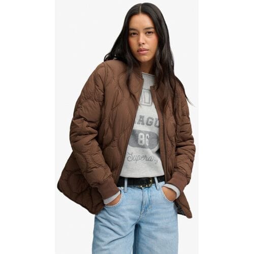 Superdry Korte Onion Quilt Liner Jas Brown Grootte: 36