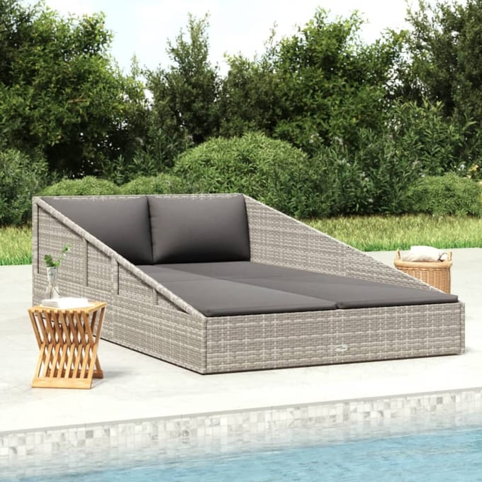 vidaXL - Tuinbed - 110x200 - cm - poly - rattan - grijs