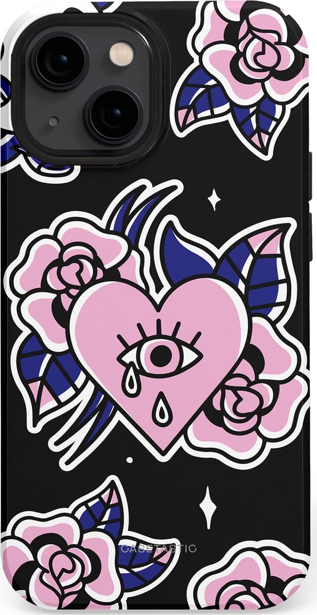 Casetastic hoesje geschikt voor Apple iPhone 13 mini - MagSafe - Dubbellaagse bescherming - Eindeloze passie - Fashion Case - Zwart Grijs Lichtroze Wit