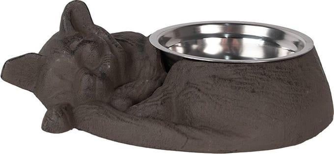 Clayre & Eef Voerbak Kat 325 ml Bruin Metaal