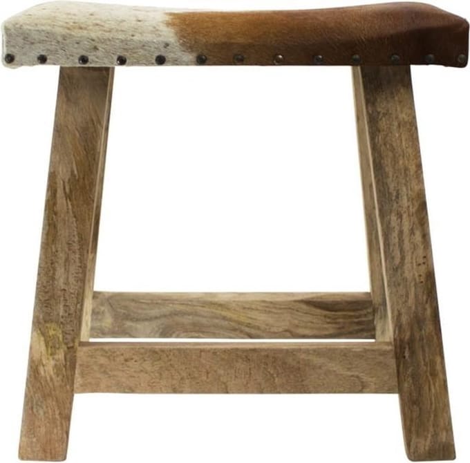bankje koe bruin wit 46cm